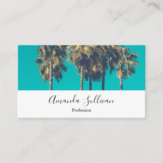 Tropical Palm Trees California Retro Business Card (Front)