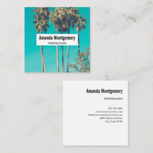 Tropical Palm Trees California Retro Square Business Card