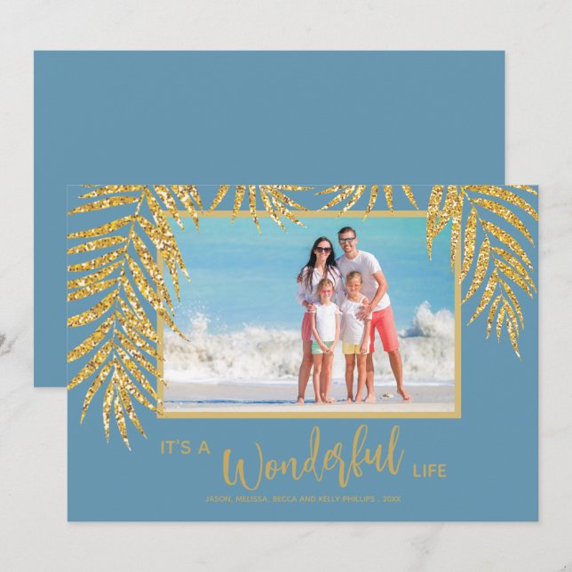 Tropical Palm Trees Christmas Photo Holiday Card (Front/Back)