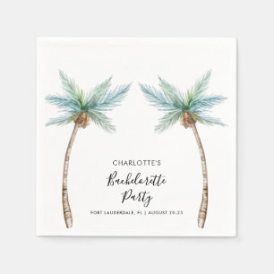 Tropical Palm Trees Coastal Bachelorette Paper Napkin