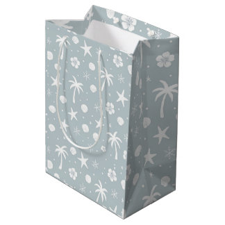 Tropical Palm Trees Coastal Christmas  Medium Gift Bag