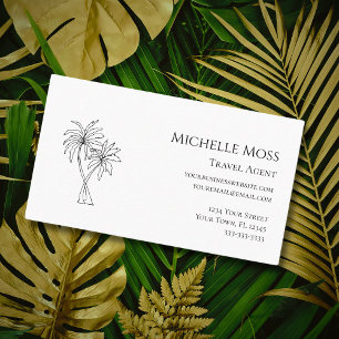 Tropical Palm Trees Drawing Simple Botanical Business Card
