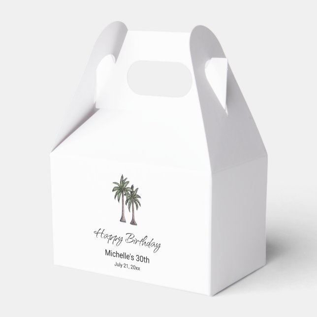 Tropical Palm Trees Elegant 30th Birthday Party Favor Box (Front Side)
