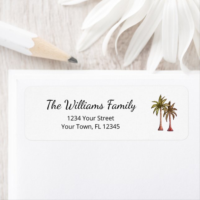 Tropical Palm Trees Elegant Beach Adresse de retou (En situation)