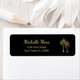 Tropical Palm Trees Elegant Black Adresse de retou