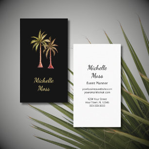 Tropical Palm Trees Elegant Botanical Black Business Card
