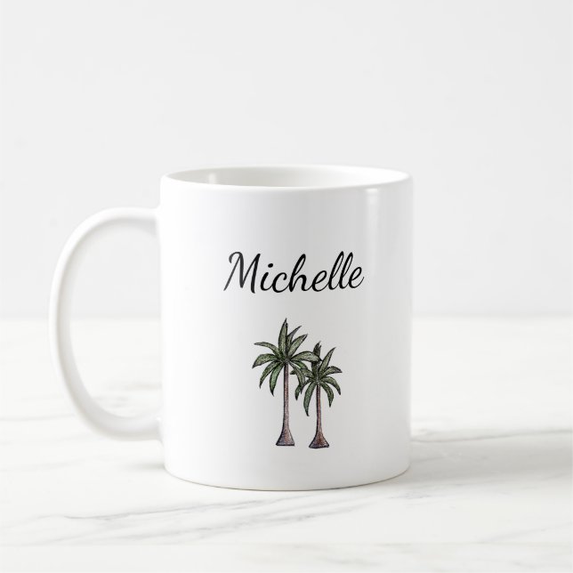 Tropical Palm Trees Elegant Botanical Foliage Coffee Mug (Left)