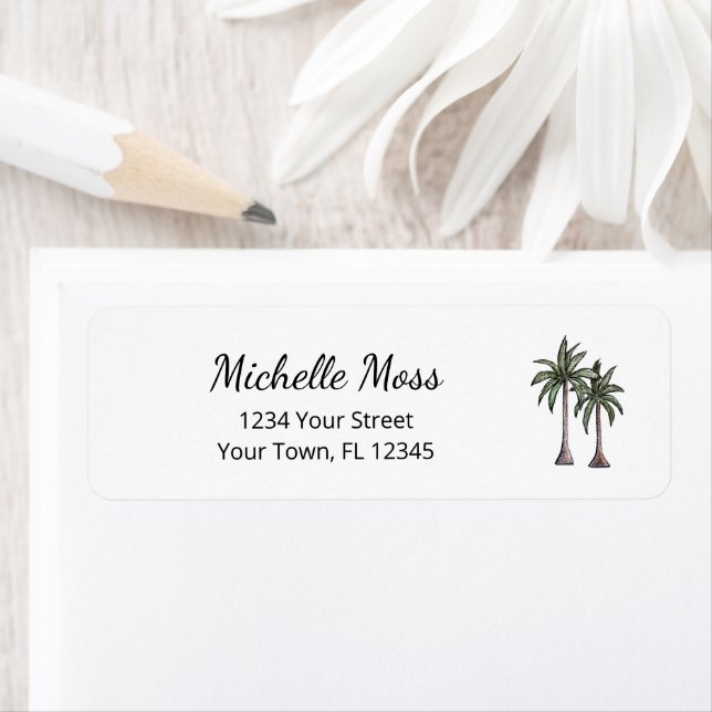 Tropical Palm Trees Elegant Modern Return Address (Insitu)