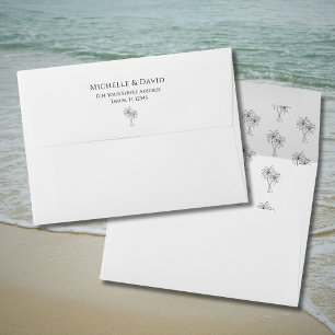 Tropical Palm Trees Elegant Return Address Wedding Envelope