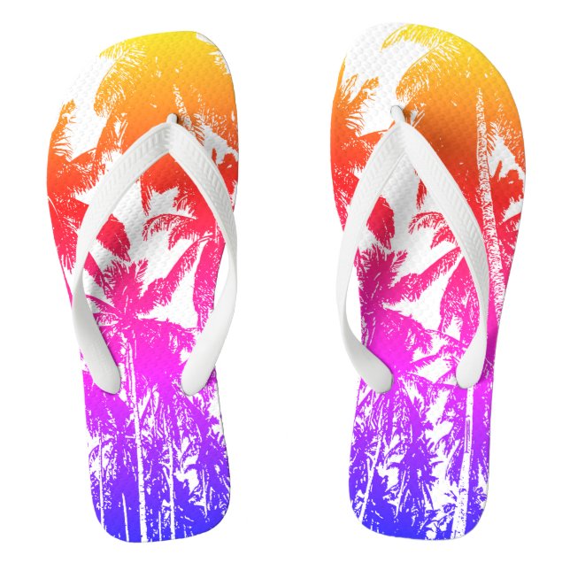 Tropical Palm Trees Flip Flops (Footbed)