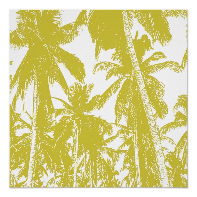 Tropical Palm Trees in Golden Brown Poster (Front)