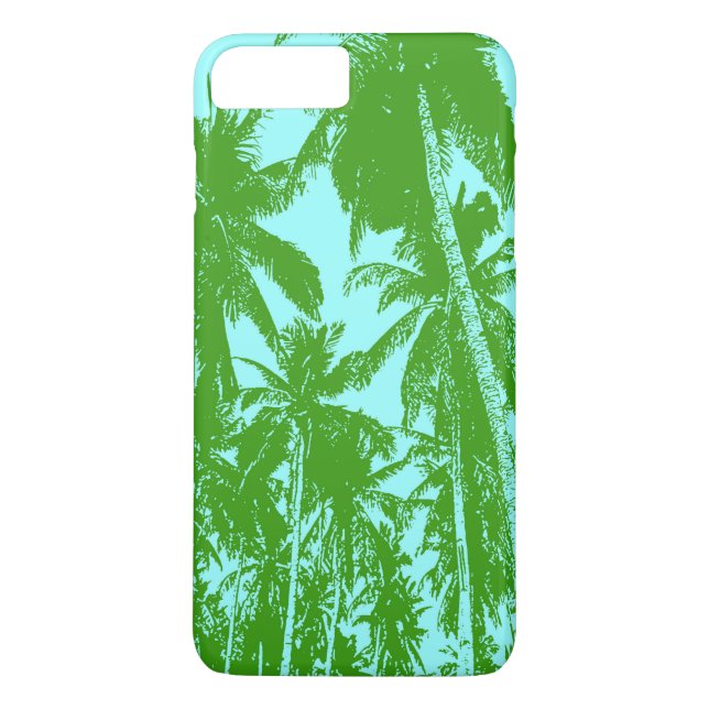 Tropical Palm Trees in Green and Blue Case-Mate iPhone Case (Back)