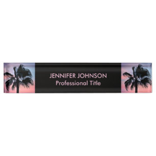 Tropical Palm Trees in the Sunset Nameplate