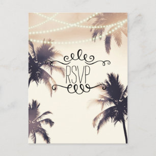 Tropical Palm Trees & Lights Cream Dream RSVP Card