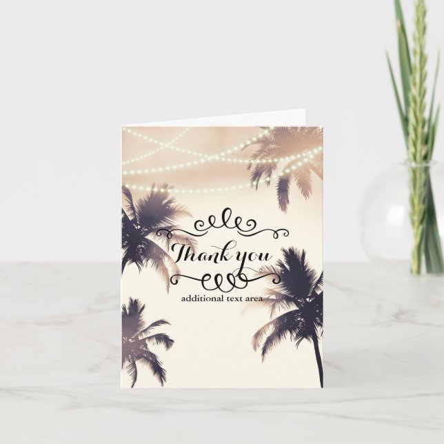 Tropical Palm Trees & Lights Cream Dream Thank You (Front)