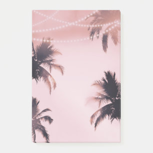 Tropical Palm Trees & Lights Pink Beachy Beach Post-it Notes