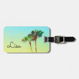 tropical palm trees luggage tag to personalize