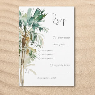Tropical Palm Trees Modern Wedding Dinner RSVP Card