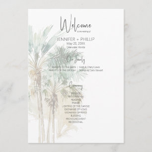 Tropical Palm Trees Modern Wedding Program