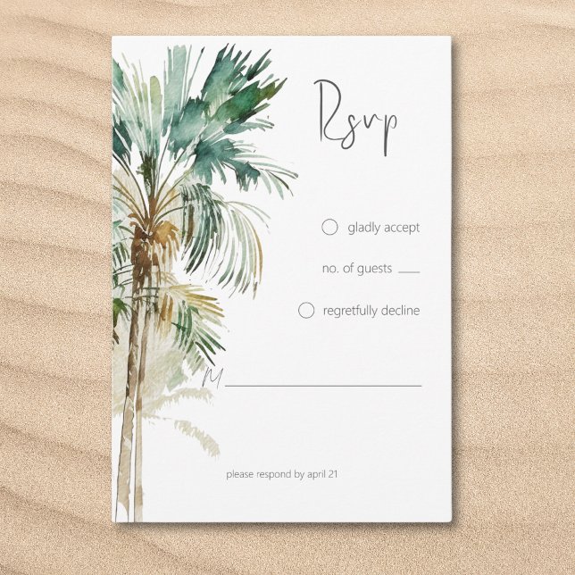 Tropical Palm Trees Modern Wedding RSVP Card (Tropical Palm Trees Modern Wedding RSVP Card)