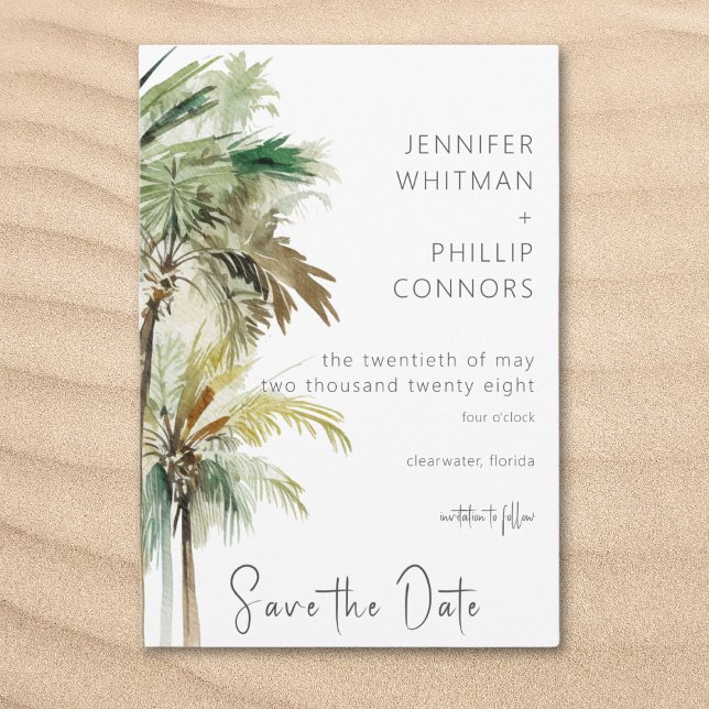 Tropical Palm Trees Modern Wedding Save The Date (Tropical Palm Trees Modern Wedding Save The Date)