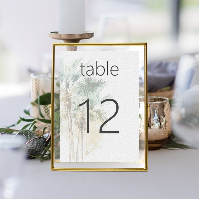 Tropical Palm Trees Modern Wedding Table Number (Tropical Palm Trees Modern Wedding Table Number)