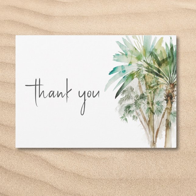 Tropical Palm Trees Modern Wedding Thank You Card (Tropical Palm Trees Modern Wedding Thank You Card)