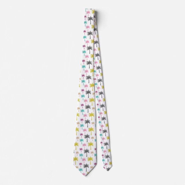 Tropical Palm Trees Multi-Coloured Summer Pattern Tie (Front)