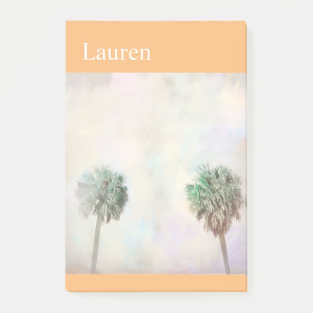 tropical palm trees nature art personalize custom post-it notes (Front)