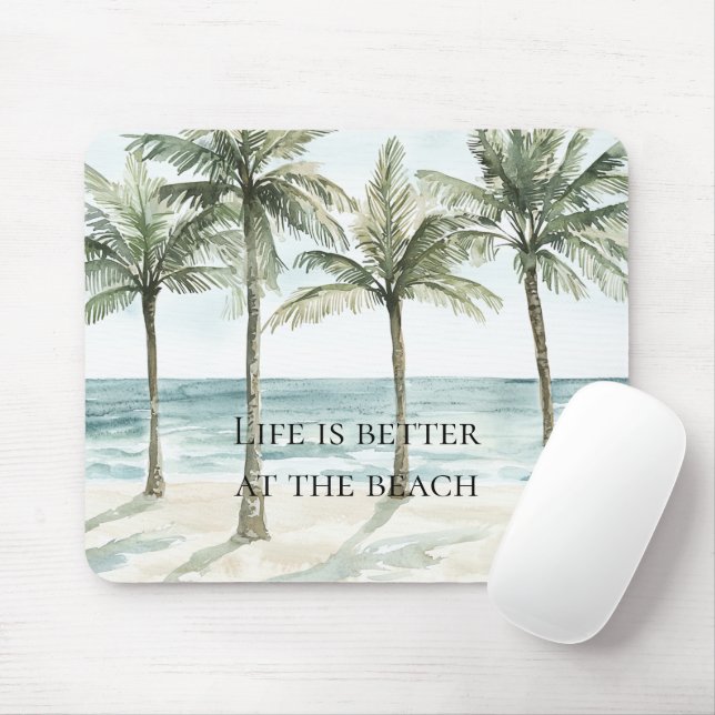 Tropical Palm Trees Ocean Beach  Mouse Pad (With Mouse)