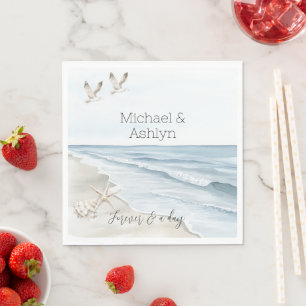 Tropical Palm Trees Ocean Beach Wedding Napkin