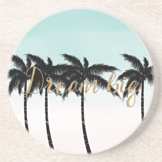 Tropical Palm Trees Ombre Dream Big Coaster (Front)