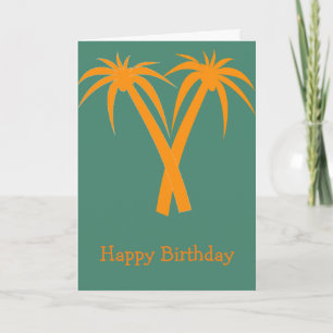 Tropical Palm Trees orange Summer birthday Card