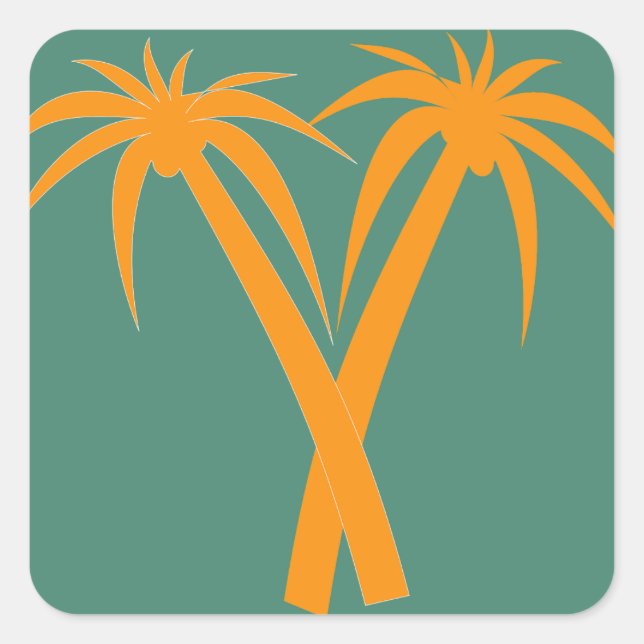 Tropical Palm Trees orange Summer Square Sticker (Front)