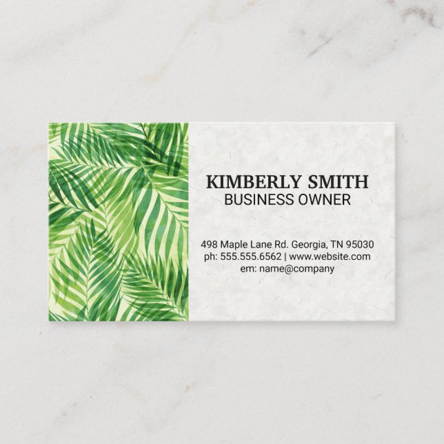 Tropical Palm Trees Pattern | Natural Business Card (Front)