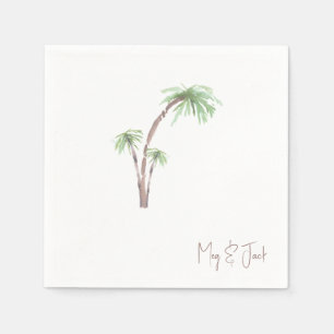 Tropical Palm Trees Personalized Script Names Napkin