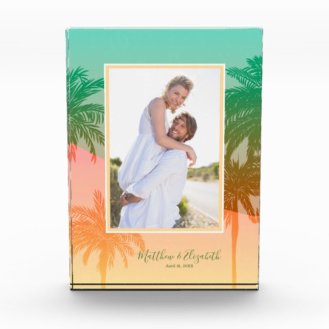 Tropical Palm Trees Personized Photo Block (Front)