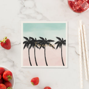 Tropical Palm Trees Pink Mint Ombre gold dream big Napkin