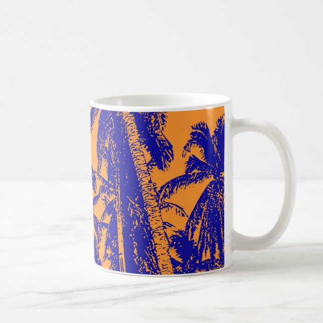 Tropical Palm Trees. Posterised Leaf pattern.. Coffee Mug (Right)