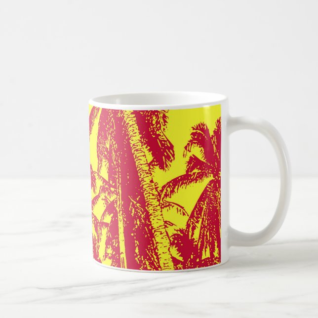 Tropical Palm Trees. Posterised Leaf pattern.. Coffee Mug (Right)