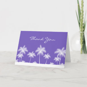 Tropical Palm Trees Purple Thank You Card