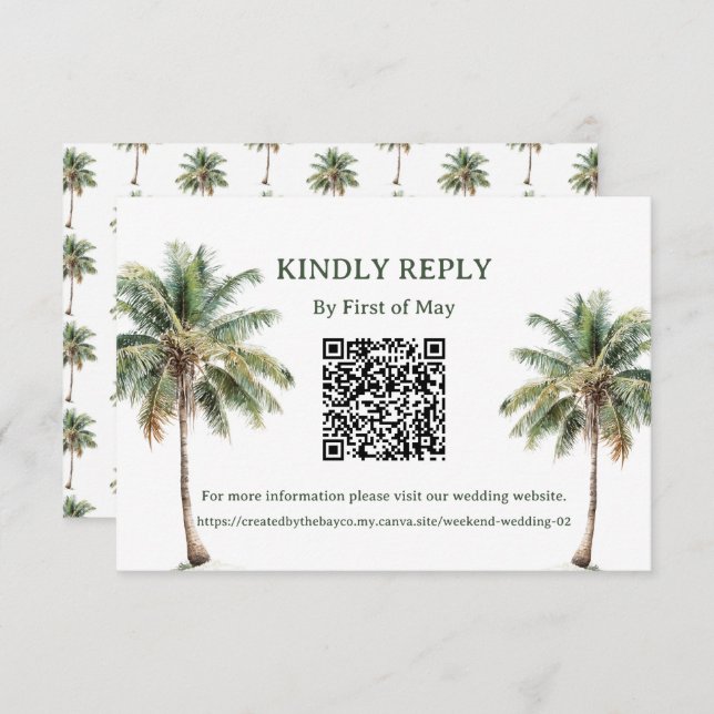 Tropical Palm Trees QR RSVP Card (Front/Back)