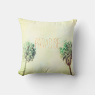 tropical palm trees quote paradise custom throw pillow