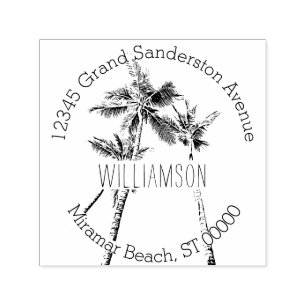 Tropical Palm Trees Return Address Self-inking Stamp
