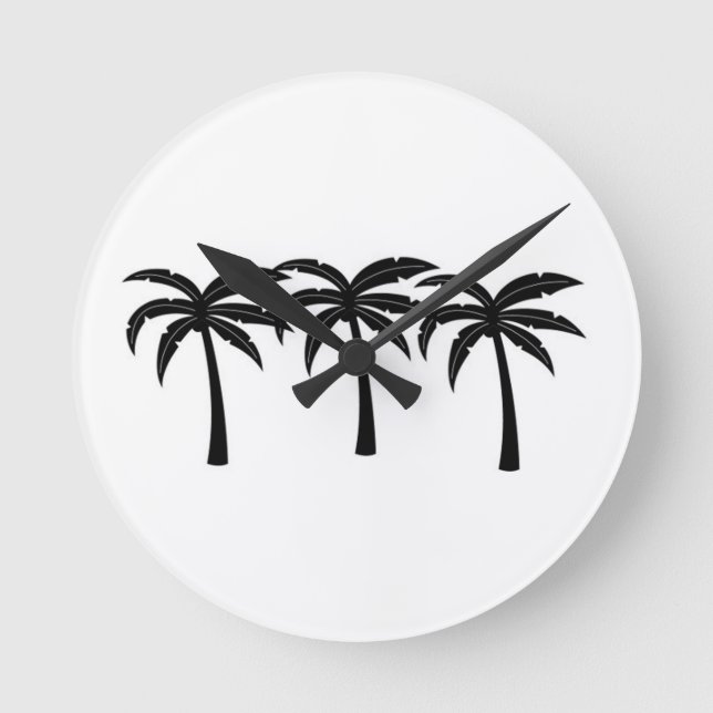 Tropical Palm Trees Round Clock (Front)
