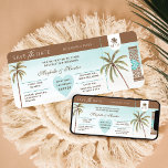 Tropical Palm Trees Save The Date Boarding Pass Invitation<br><div class="desc">Tropical boarding pass save the date airplane ticket invitation. Modern tropical beach theme boarding pas save-the-date cards, perfect to announce your tropical destination beach theme wedding date. Blue sky and sandy gradient background with our watercolor tropical palm trees. "Save the date" is beautifully designed in San Serif and script typography....</div>