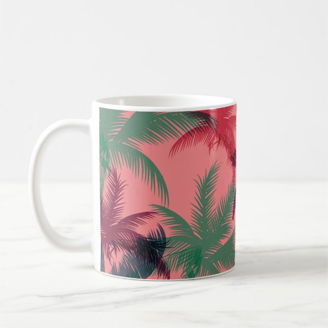 Tropical Palm Trees: Seamless Pattern Coffee Mug (Left)