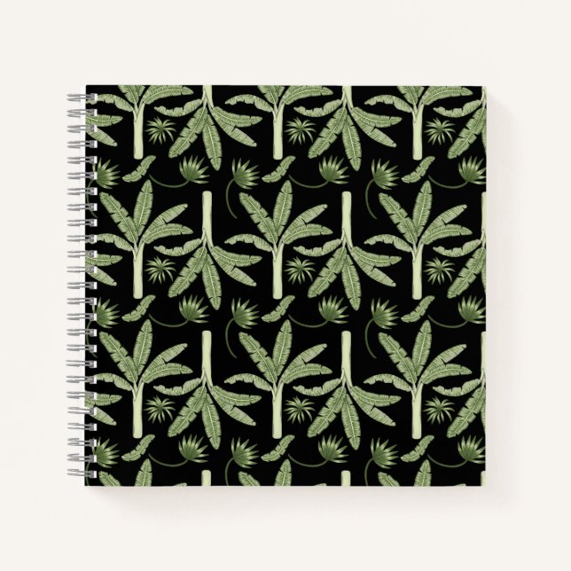 Tropical palm trees seamless pattern notebook (Front)