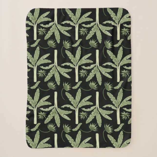 Tropical palm trees seamless pattern sherpa blanket (Front)