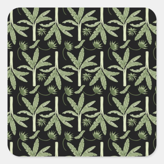 Tropical palm trees seamless pattern square sticker (Front)